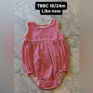 TBBC Red and White Striped Baby Romper bubble